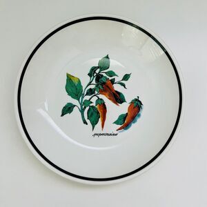 OVER AND BACK Stoneware Black Rim "Peperoncino" (Red Pepper)  Pasta Bowl